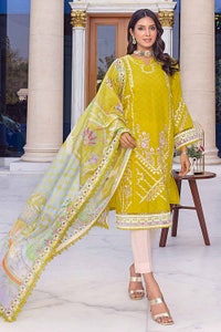 UAE -3PC Embroidered Jacquard Unstitched Suit With Silk Dupatta SSM-32020
