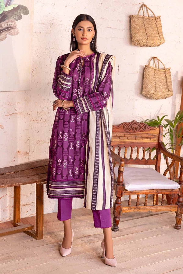 UAE -3PC Lawn Printed Unstitched Suit CL-32401 B