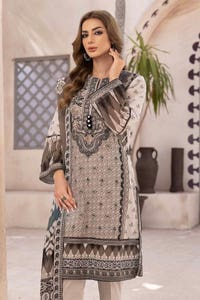 UAE -3PC Unstitched Embroidered Lawn Suit with Organza Neckline B-32032