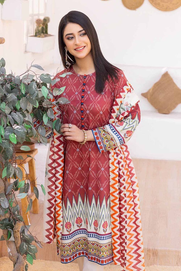 UAE -3PC Lawn Printed Unstitched Suit CL-32399