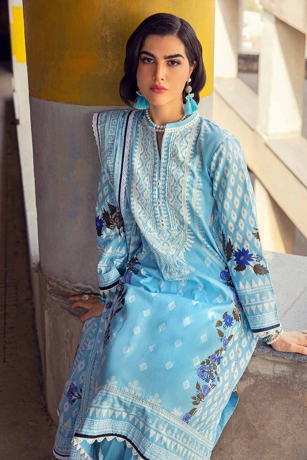 UAE -3PC Embroidered Cambric Unstitched Suit with Printed Lawn Dupatta CBE-32006