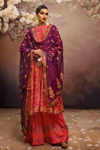 UAE -3PC Embroidered Gold and Lacquer Printed Lawn Suit with Cotton Net Dupatta CN-32024
