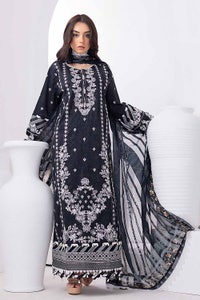 UAE -3PC Unstitched Embroidered Lawn Suit with Dobby Silk Dupatta SSM-32034