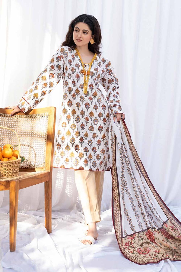 UAE -3PC Printed Lawn Unstitched Suit CL-32519