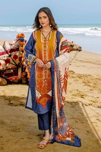 UAE -3PC Digital Printed Corduroy Unstitched Suit with Cotton Net Dupatta CD-32008
