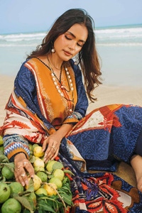UAE -3PC Digital Printed Corduroy Unstitched Suit with Cotton Net Dupatta CD-32008