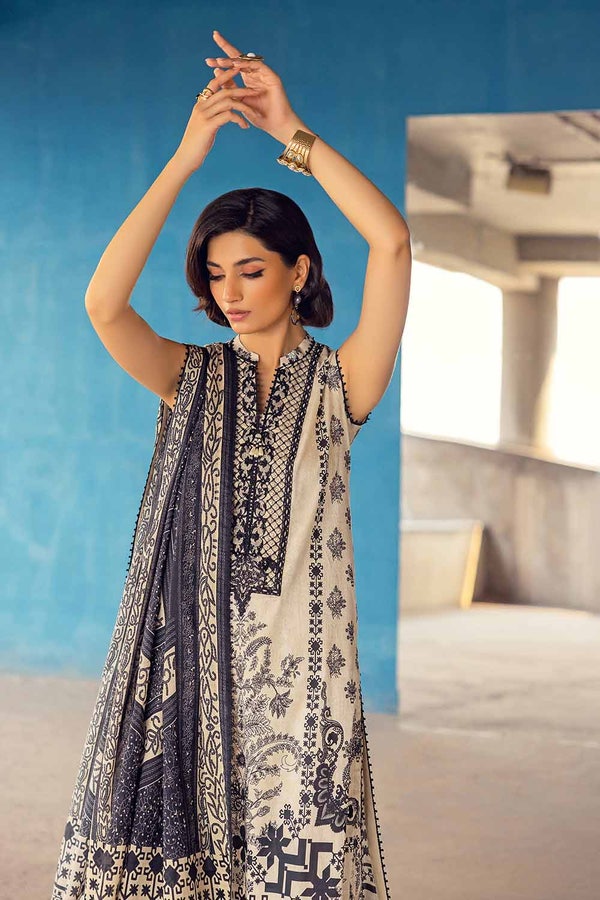 UAE -3PC Embroidered Cambric Unstitched Suit with Digital Printed Lawn Dupatta CBE-32005
