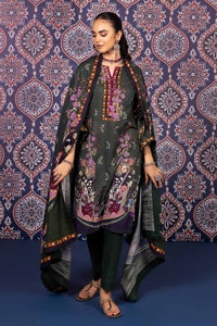 UAE -3PC Khaddar Printed Unstitched Suit K-32012