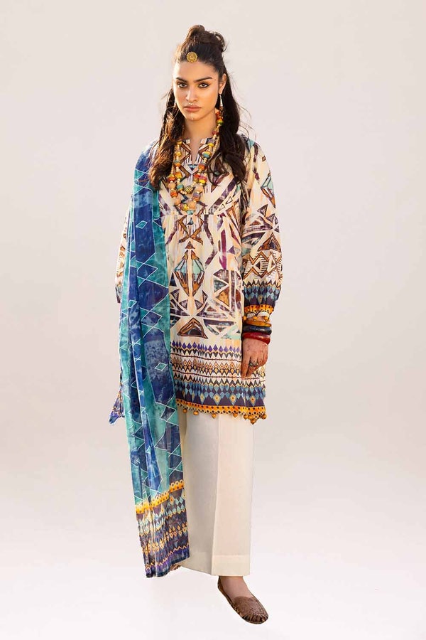UAE -3PC Unstitched Printed Lawn Suit CL-42237