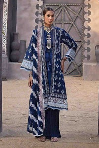 UAE -3PC silver Printed Lawn Unstitched Suit with Embroidered zari Dupatta FE-32061
