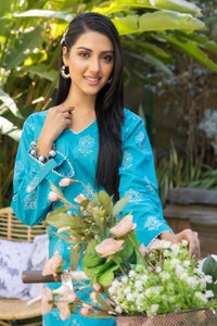 UAE -2PC Lawn Silver Printed Unstitched Suit TL-32042