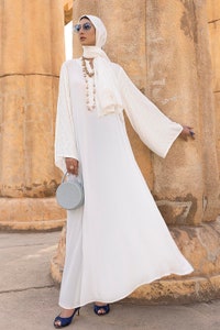UAE -Nisa Embellished Abaya With Embroidered Scarf WGB-KAB-22019