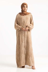 UAE -Nisa Georgette Printed Abaya With Wool Chiffon Dyed Scarf WGB-KAB-22083