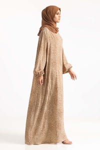 UAE -Nisa Georgette Printed Abaya With Wool Chiffon Dyed Scarf WGB-KAB-22083