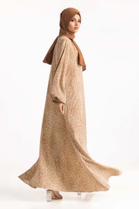 UAE -Nisa Georgette Printed Abaya With Wool Chiffon Dyed Scarf WGB-KAB-22083