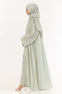UAE -Nisa Georgette Embroidered Abaya With Dyed Scarf WGB-KAB-22087