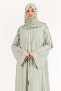 UAE -Nisa Georgette Embroidered Abaya With Dyed Scarf WGB-KAB-22087