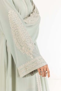 UAE -Nisa Georgette Embroidered Abaya With Dyed Scarf WGB-KAB-22087