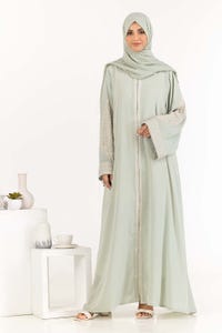 UAE -Nisa Georgette Embroidered Abaya With Dyed Scarf WGB-KAB-22087