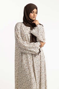 UAE -Nisa Georgette Printed Abaya With Wool Chiffon Dyed Scarf WGB-KAB-22093