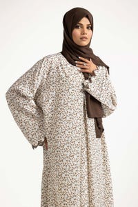 UAE -Nisa Georgette Printed Abaya With Wool Chiffon Dyed Scarf WGB-KAB-22093
