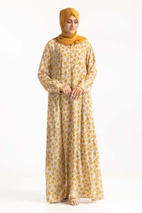 UAE -Nisa Georgette Printed Abaya With Wool Chiffon Dyed Scarf WGB-KAB-22095