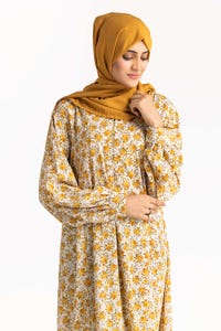 UAE -Nisa Georgette Printed Abaya With Wool Chiffon Dyed Scarf WGB-KAB-22095