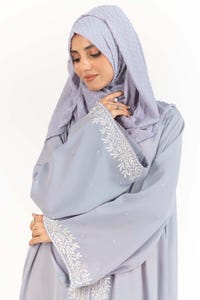 UAE -Nisa Georgette Embroidered Abaya With Dyed Scarf WGB-KAB-22100