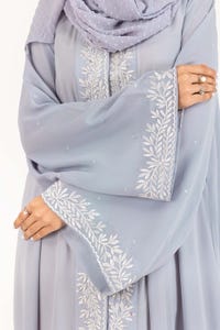 UAE -Nisa Georgette Embroidered Abaya With Dyed Scarf WGB-KAB-22100