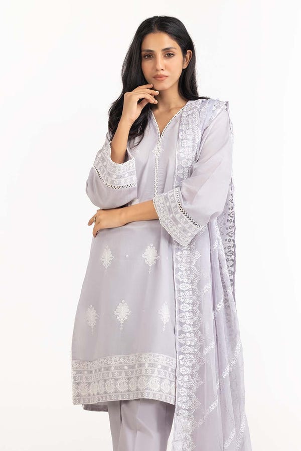UAE -Needle Craft Cambric Dyed Embroidered Shirt And Trouser With Dupatta WGK-CMS-DE-1633