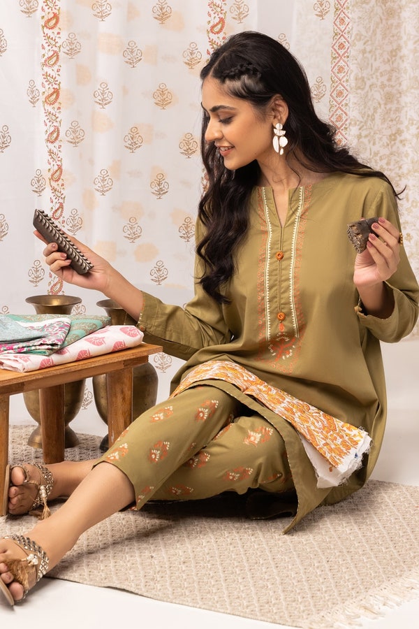 UAE -Husn Ara Block Printed Shirt and Trouser WGK-CMS-SP-1220