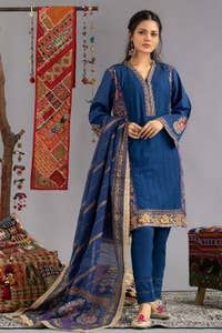 UAE -Tehwaar Block Printed Shirt And Dyed Trouser With Block Printed Dupatta WGK-CMS-SP-1529