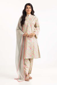 UAE -Rozana Lawn Block Printed Shirt And Trouser With Chiffon Dupatta WGK-CMS-SP-2166