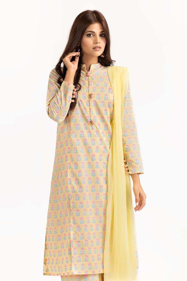 UAE -Rozana Lawn Block Printed Shirt And Trouser With Chiffon Dupatta WGK-CMS-SP-2167