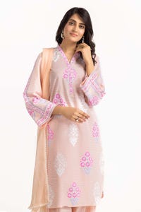 UAE -Rozana Lawn Block Printed Shirt And Trouser With Chiffon Dupatta WGK-CMS-SP-2168