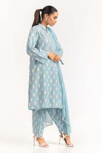 UAE -Lawn Block Print Shirt And Trouser With Chiffon Dupatta WGK-CMS-SP-2169