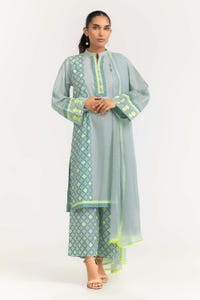UAE -Lawn Block Print Shirt And Trouser With Chiffon Dupatta WGK-CMS-SP-2173