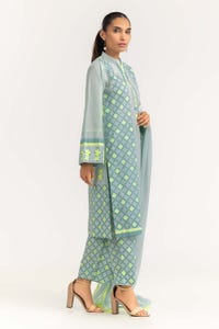 UAE -Lawn Block Print Shirt And Trouser With Chiffon Dupatta WGK-CMS-SP-2173