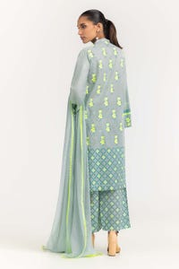 UAE -Lawn Block Print Shirt And Trouser With Chiffon Dupatta WGK-CMS-SP-2173