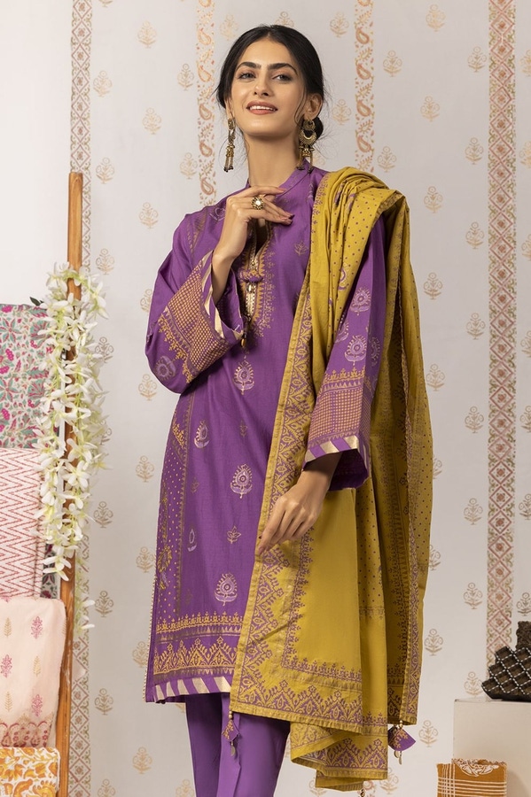 UAE -Nayaab Block Printed Shirt and Dyed Trouser with Block Printed Dupatta WGK-CMS-SP-901