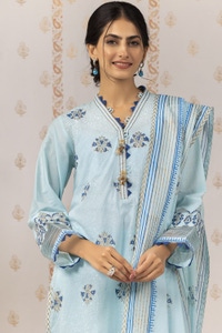 UAE -Nayaab Block Printed Shirt and Dyed Trouser with Block Printed Dupatta WGK-CMS-SP-904