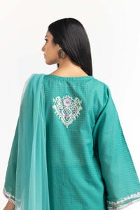 UAE -Tehwaar Lurax Dobby Dyed Embroidered Shirt And Trouser With Dupatta WGK-DBS-DE-2151