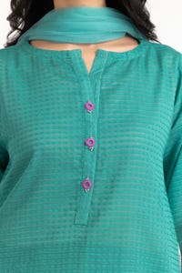 UAE -Tehwaar Lurax Dobby Dyed Embroidered Shirt And Trouser With Dupatta WGK-DBS-DE-2151