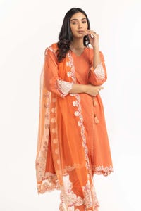 UAE -Tehwaar Lurax Dobby Dyed Embroidered Shirt And Trouser With Dupatta WGK-DBS-DE-2153