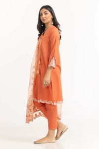 UAE -Tehwaar Lurax Dobby Dyed Embroidered Shirt And Trouser With Dupatta WGK-DBS-DE-2153