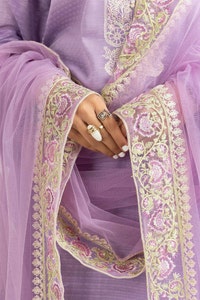 UAE -Tehwaar Lurax Dobby Dyed Embroidered Shirt And Trouser With Dupatta WGK-DBS-DE-2155