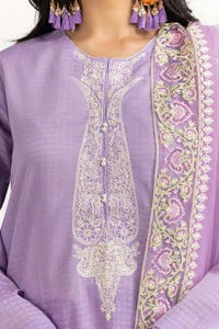 UAE -Tehwaar Lurax Dobby Dyed Embroidered Shirt And Trouser With Dupatta WGK-DBS-DE-2155