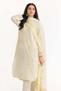 UAE -Tehwaar Lurax Dobby Dyed Embroidered Shirt And Trouser With Dupatta WGK-DBS-DE-2156