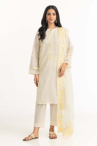 UAE -Tehwaar Lurax Dobby Dyed Embroidered Shirt And Trouser With Dupatta WGK-DBS-DE-2156