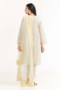 UAE -Tehwaar Lurax Dobby Dyed Embroidered Shirt And Trouser With Dupatta WGK-DBS-DE-2156